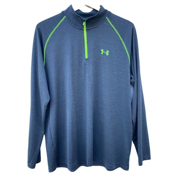 Under Armour Other - Under Armour Quarter Zip Men's Large Gray Florescent Logo Athletic Mock Neck